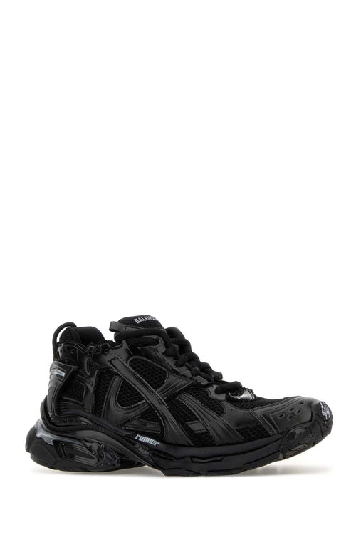 Balenciaga Men Black Mesh And Rubber Runner Led Sneakers