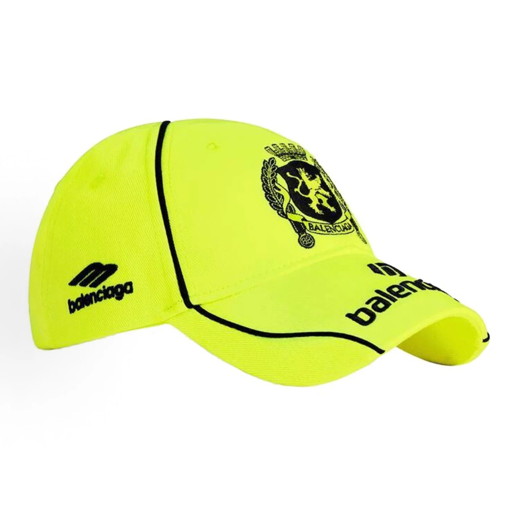 Balenciaga Racing Crest Embroidered Baseball Cap Unisex Neon Yellow